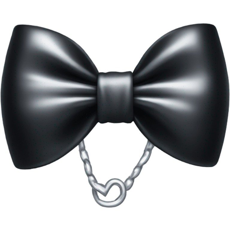 black bow with a silver heart bow in the center emoji