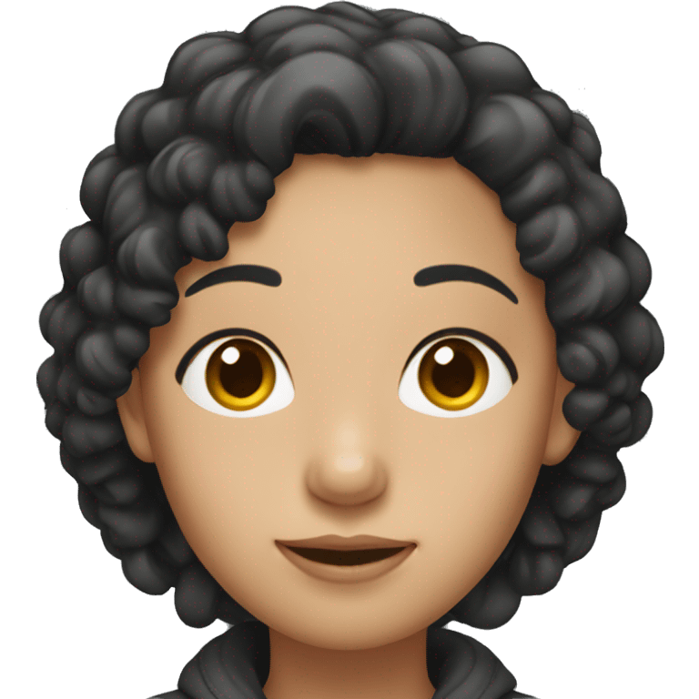 Asian curly black hair female emoji