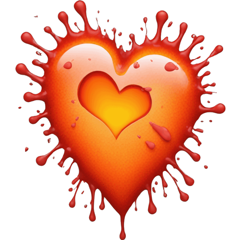 bleeding red heart glowing red-orange with splatter emoji