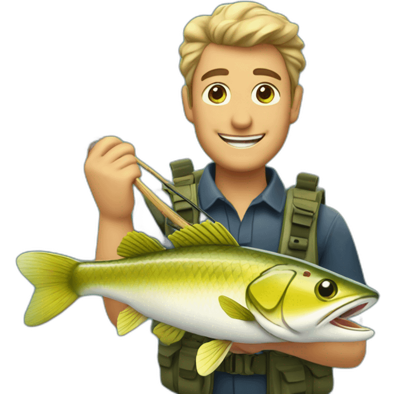 happy pike with fishing lures emoji