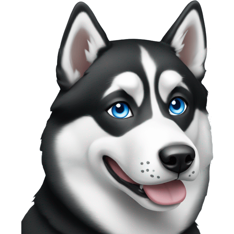 Black and White Husky with one blue eye emoji