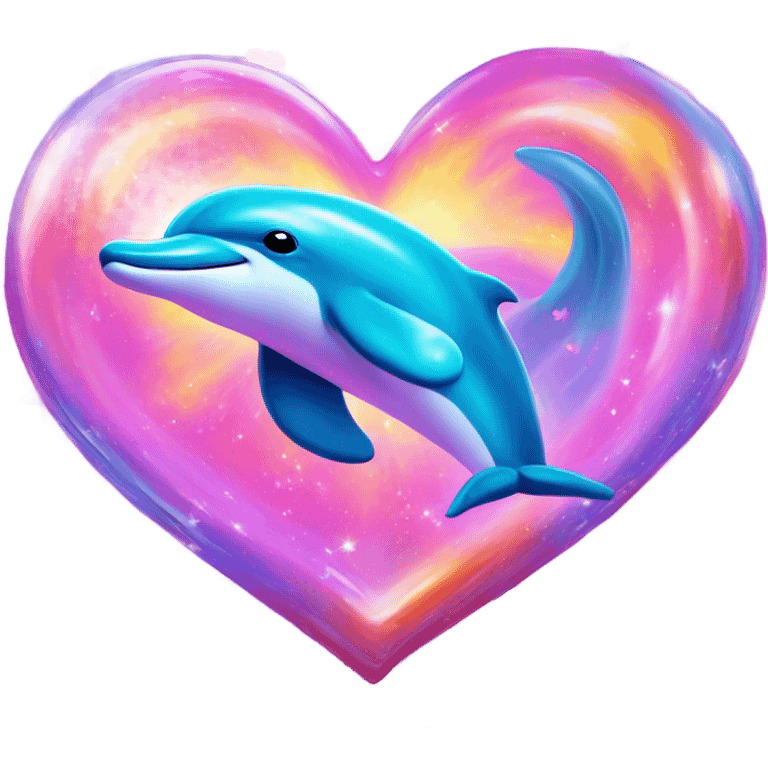 Lisa frank dolphins in a heart emoji