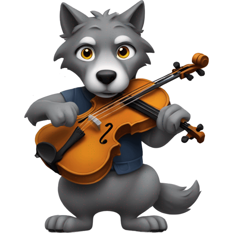 Wolf playing the violin emoji