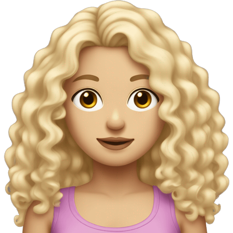 white girl with really curly long blonde hair wearing tank top hair in front emoji