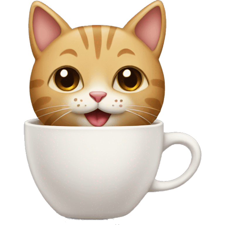 Cat with a cup of coffee emoji