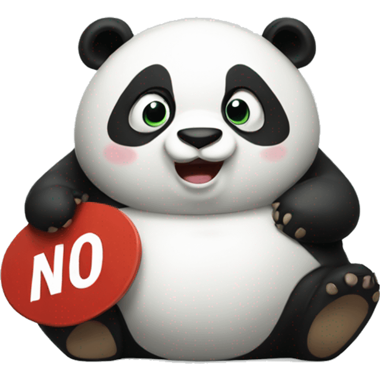 A fat panda holding a sign that says NO emoji