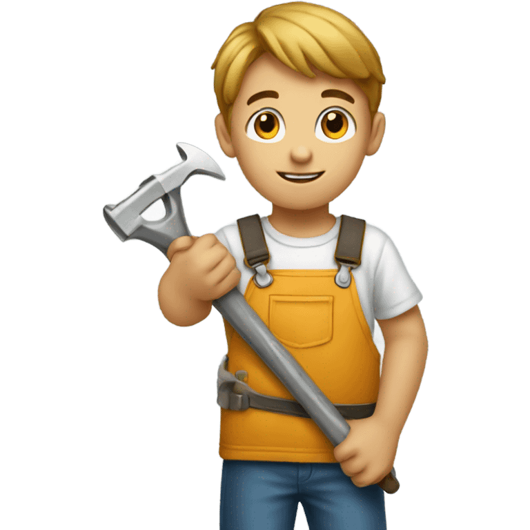 a child with a tool in his hands emoji