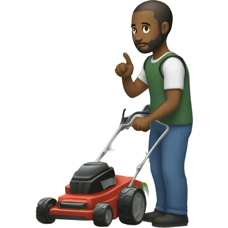 Black man with short hair, and a beard pushing a lawnmower  emoji