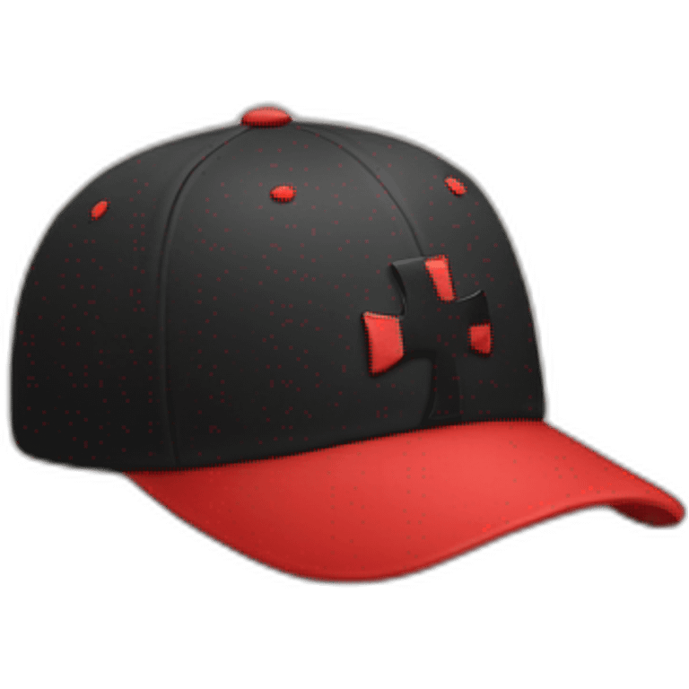 Red baseball cap with black cross in the middle emoji