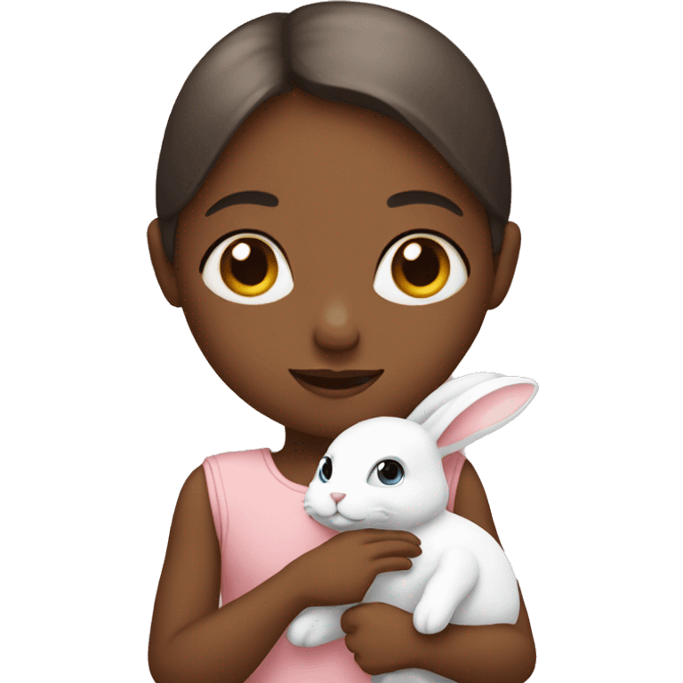 Girl holding bunny emoji