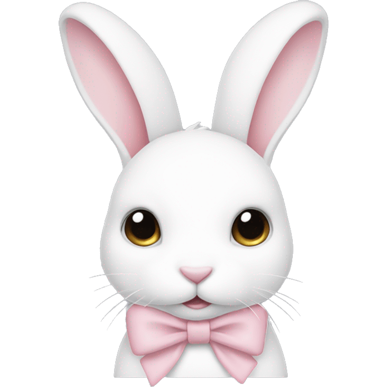 A white bunny with a light pink bow emoji