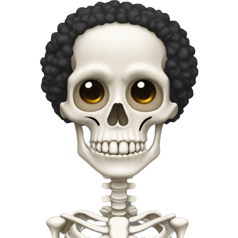 Skeleton with Black hair afro cut emoji