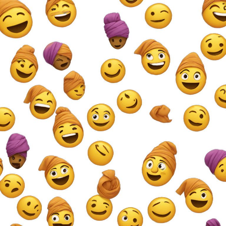 Happy emoji face but with a turban emoji