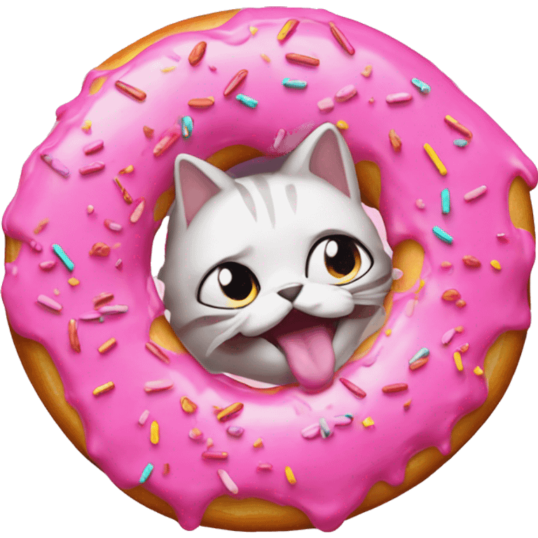 Neon Cat Meme in a Pink-Sprinkled Donut emoji