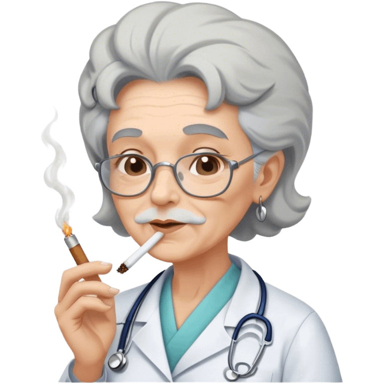 Elderly nurse smoking a joint emoji