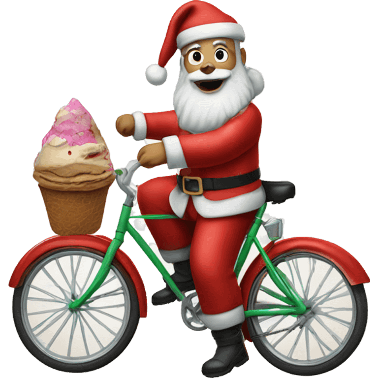 Santa claus with bicicle and ice cream  emoji