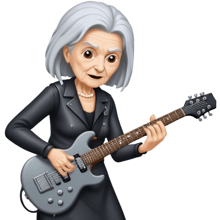 Old woman playing a heavy metal guitar emoji