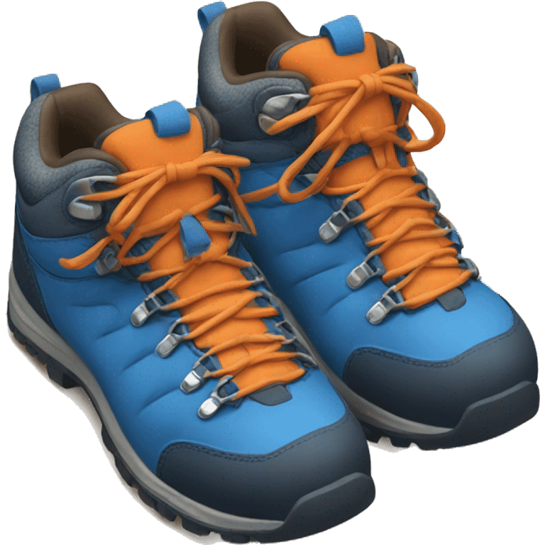 hiking shoes one orange and the other one blue emoji