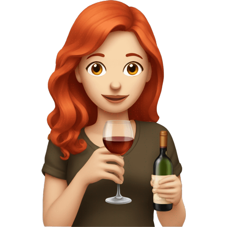 red headed girl drinking wine  emoji