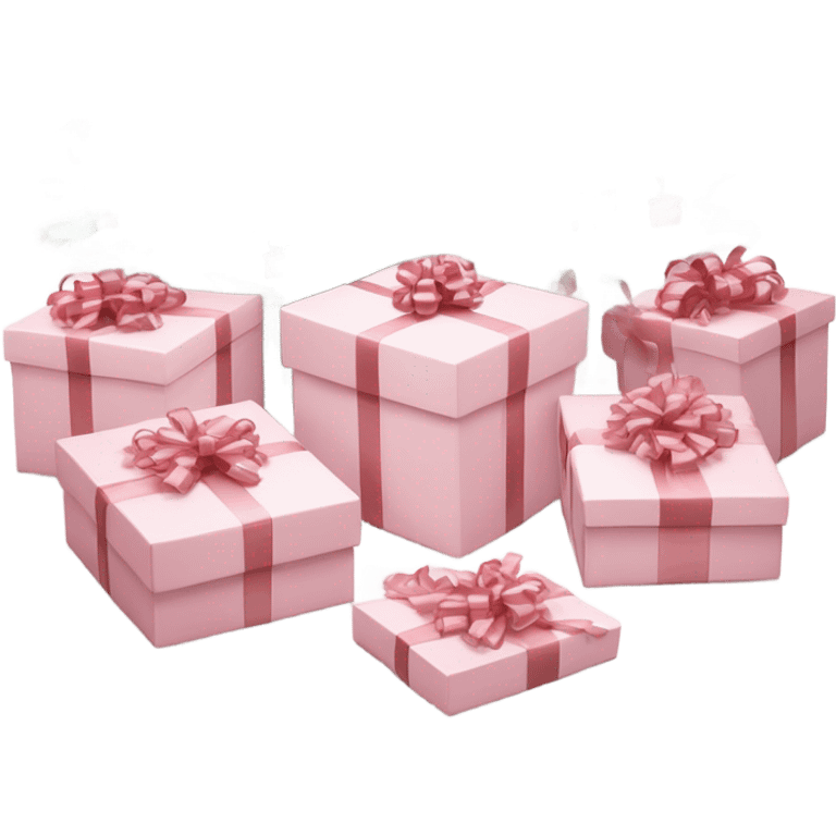 Light pink Christmas gifts under a white Christmas tree  emoji