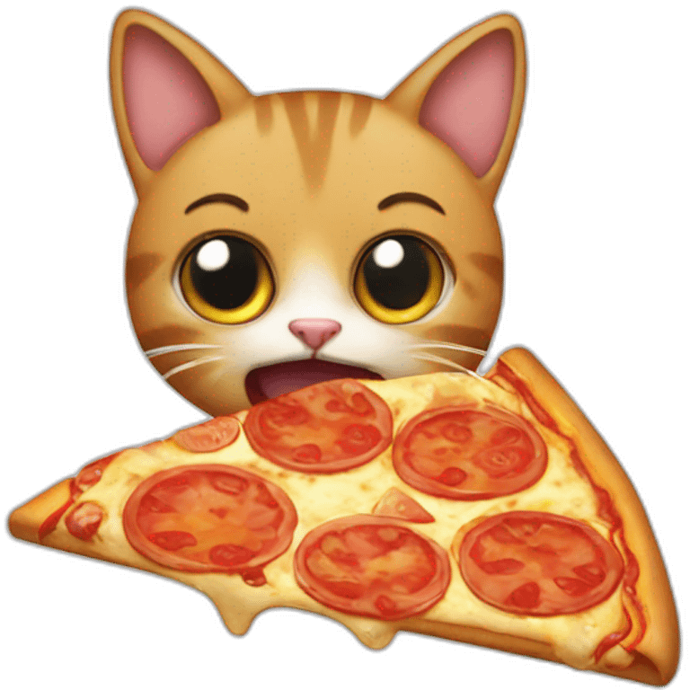 Cat eats pizza emoji