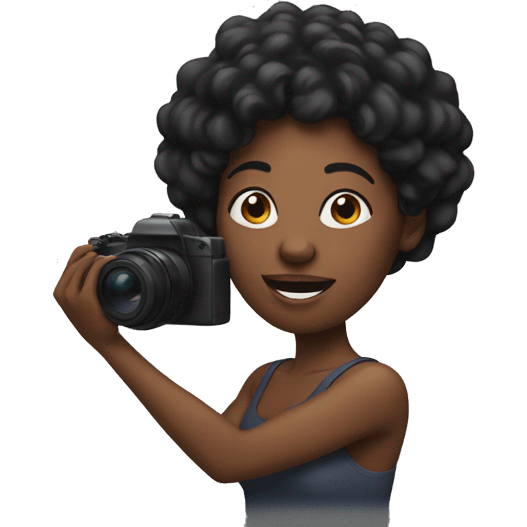 Black woman filming herself  emoji