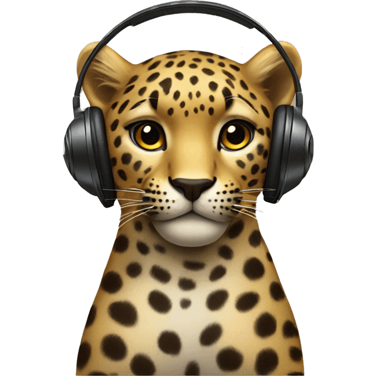 leopard wear  big headphone emoji