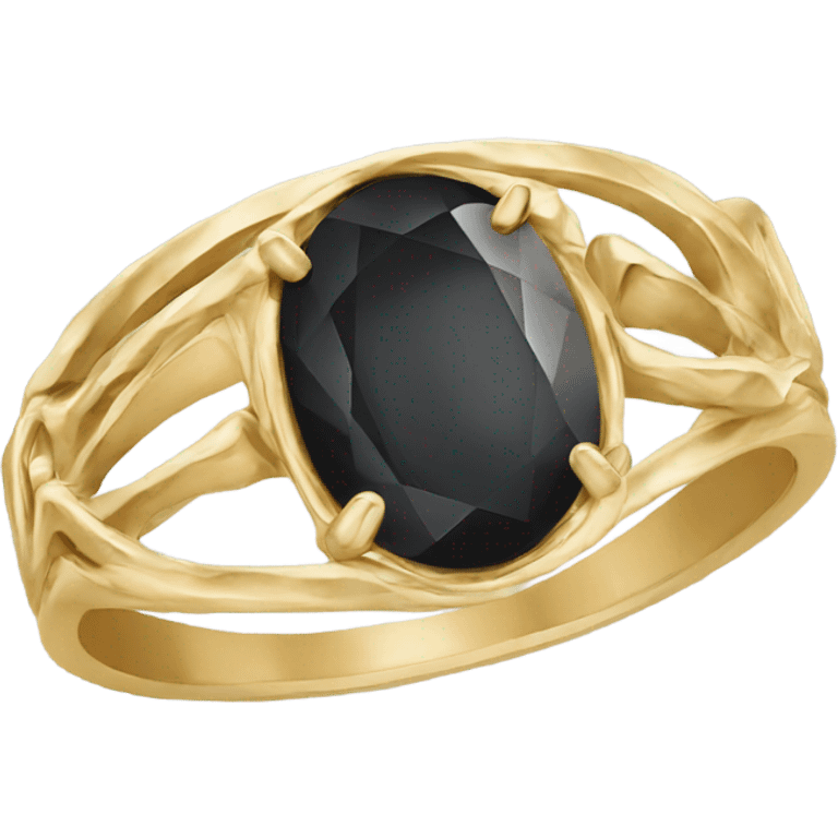 gold ring with black oval diamond emoji