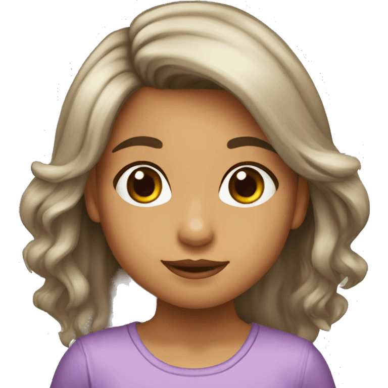 niña rizosa de pelo castaño emoji