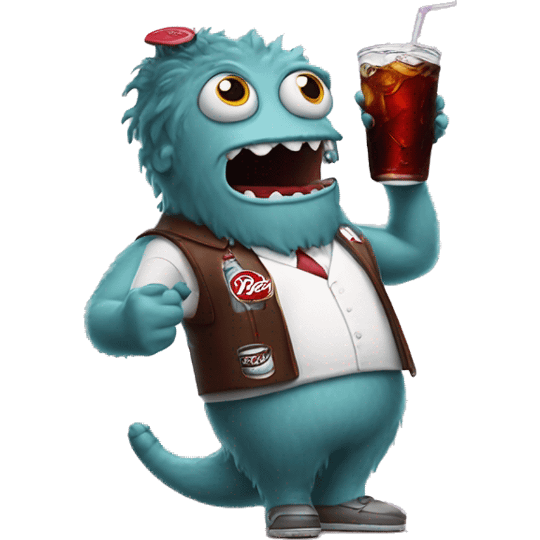 One legged monster drinking dr pepper emoji