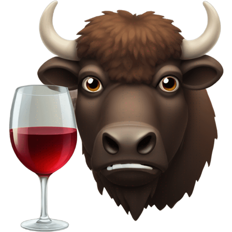 Angry bison with wine emoji