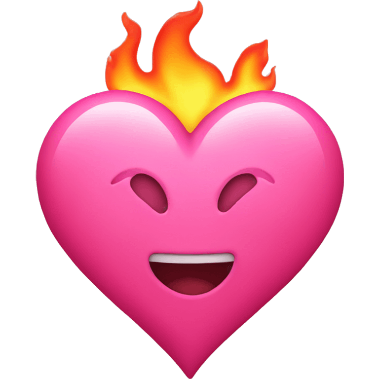 Pink heart with flames emoji