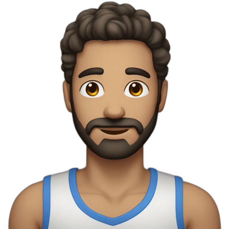 man's face with blues eyes and with dark brown beard and hair with grey streaks in it  emoji