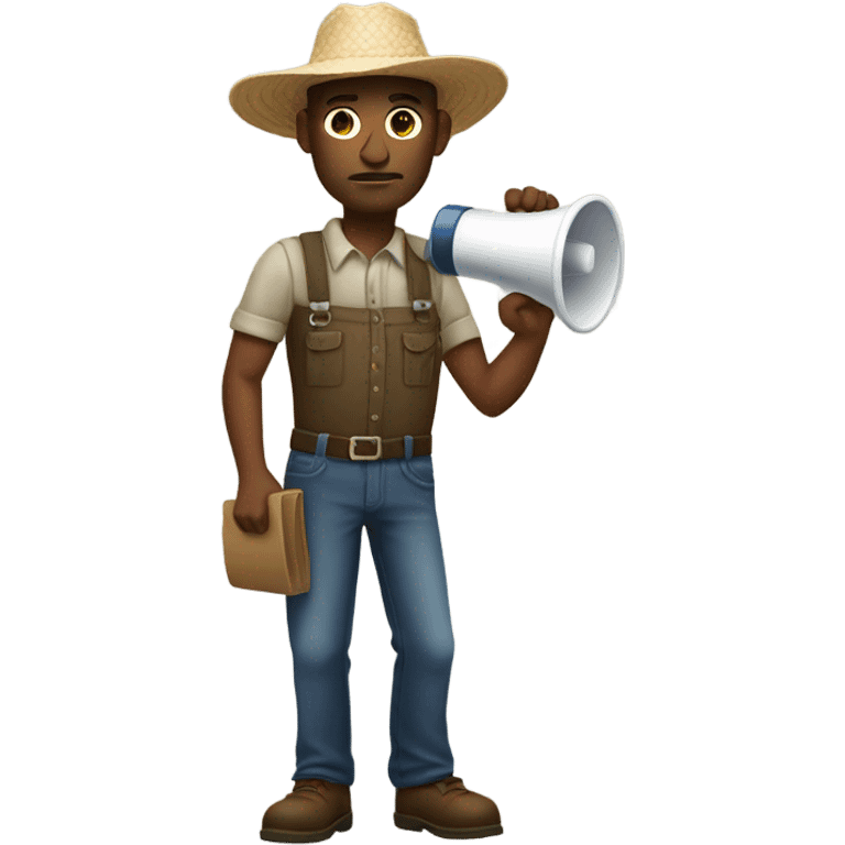 A white farmer using a megaphone emoji