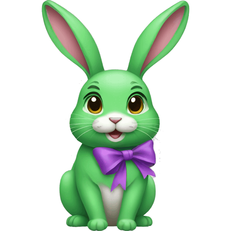 Female green rabbit with a purple bow emoji