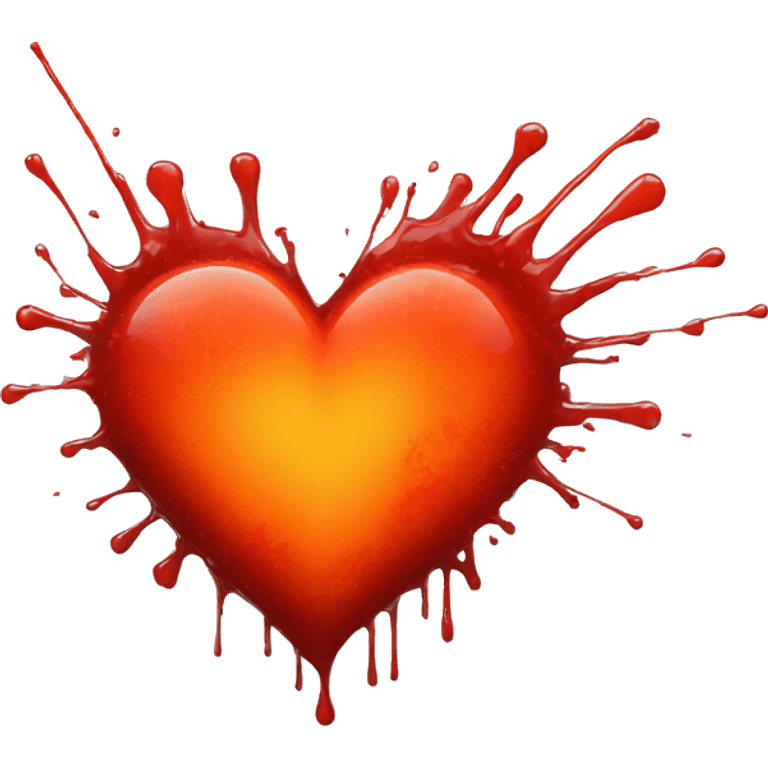 bleeding red heart glowing red-orange with splatter emoji