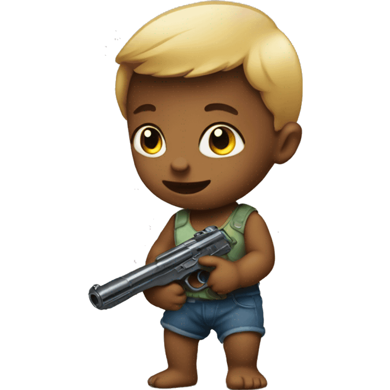 Baby holding toy gun emoji