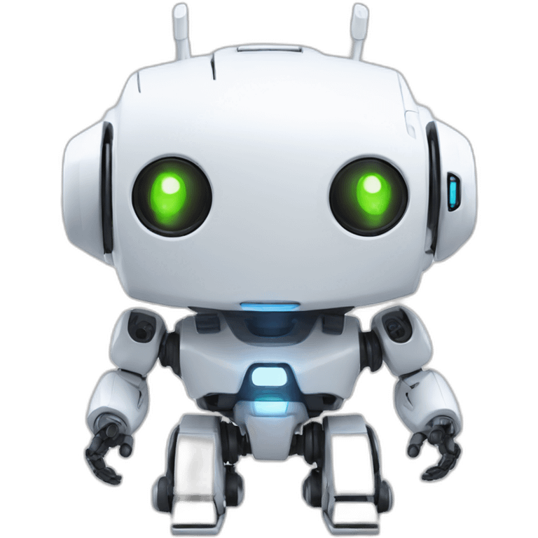 friendly white combat robot with led smile emoji