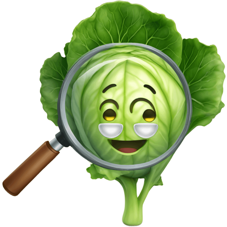 smiling cabbage hold magnifying glass emoji