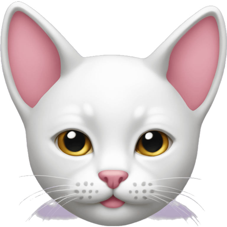 gato blanco con moños rosados emoji