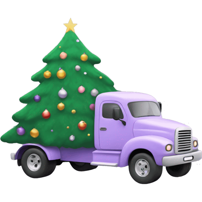 Pastel purple truck with Christmas tree emoji