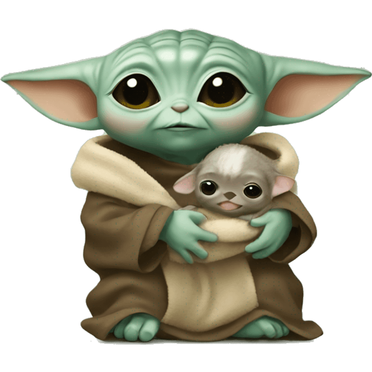 Baby yoda holding baby otter emoji