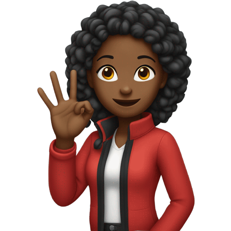 Black girl wearing red with ok hand sign emoji