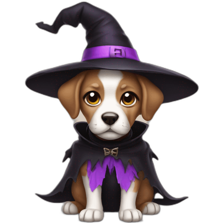 puppy in halloween witch costume emoji