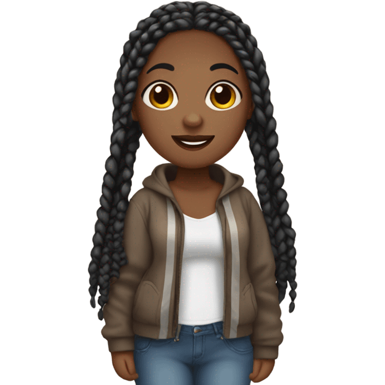 Chubby Black girl with box braids emoji