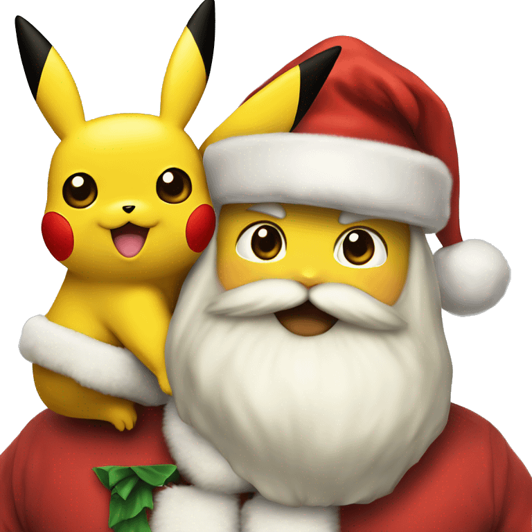 pikachu with costum santa claus emoji