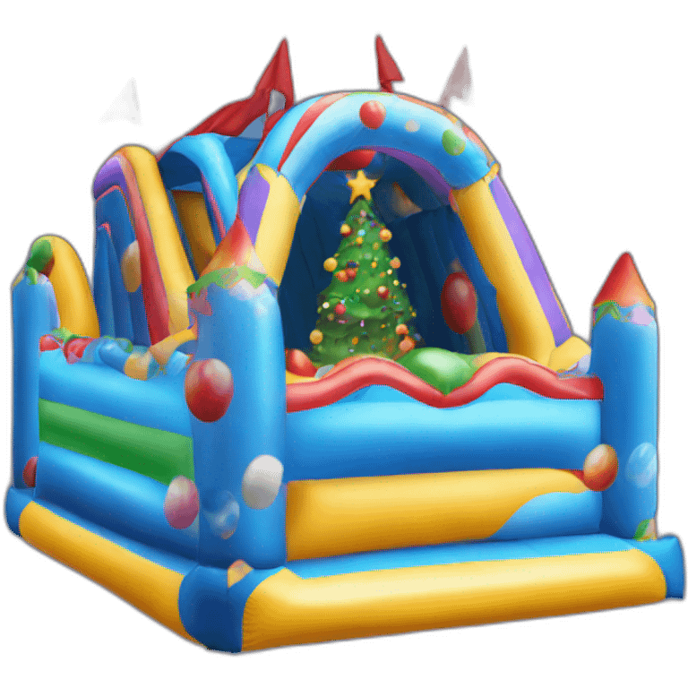 Bouncy castle with christmas emoji