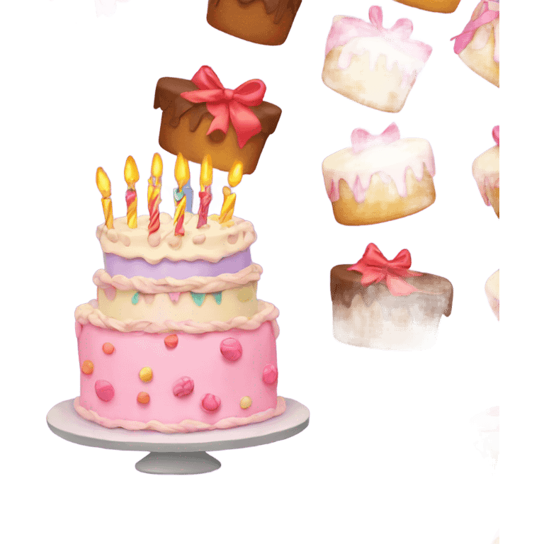 Birthday cake with bows emoji