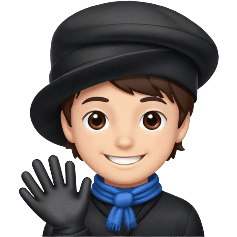 smiling boy with hat and gloves emoji