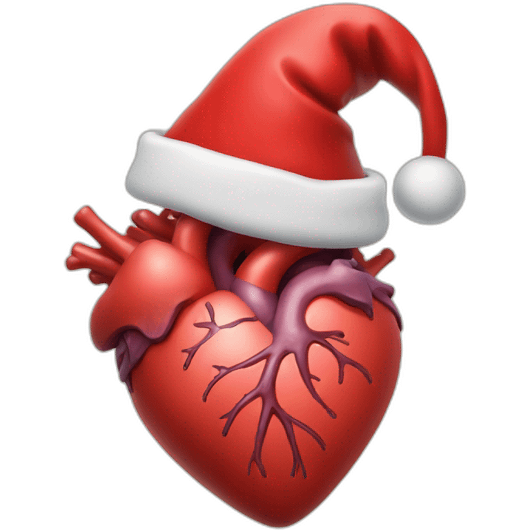 anatomical heart wearing santa hat emoji